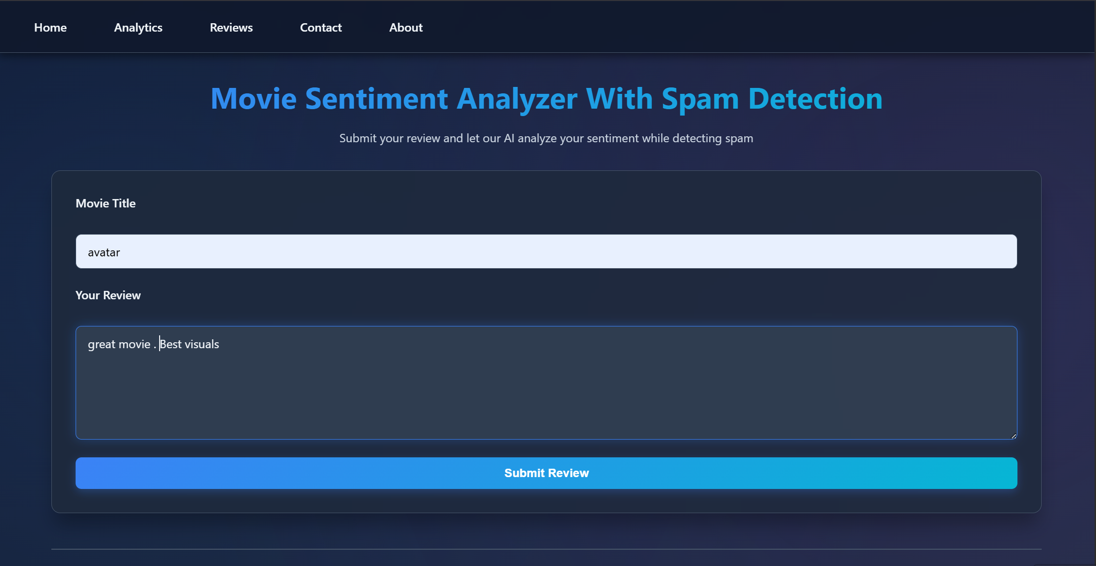 Movie Sentiment Analyzer with Spam Detection